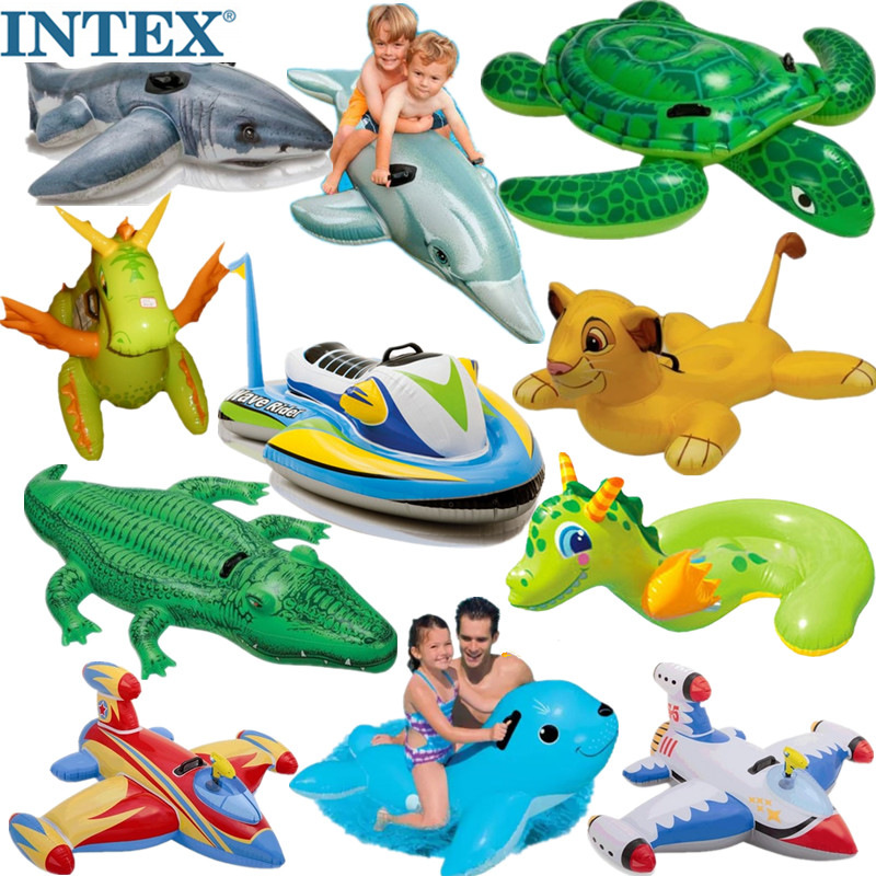 网红INTEX水上动物游泳圈坐骑大海龟蓝鲸鱼座圈玩具独角兽打黄鸭