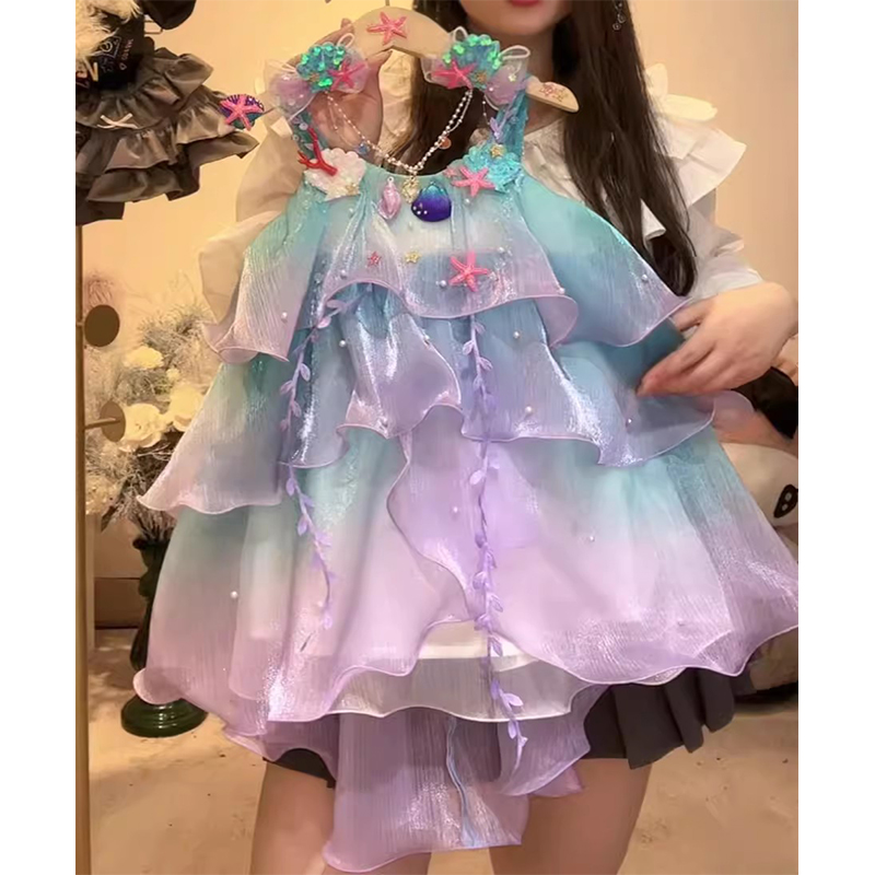 儿童美人鱼公主连衣裙女童生日装扮儿童节日表演服cosplay美人鱼