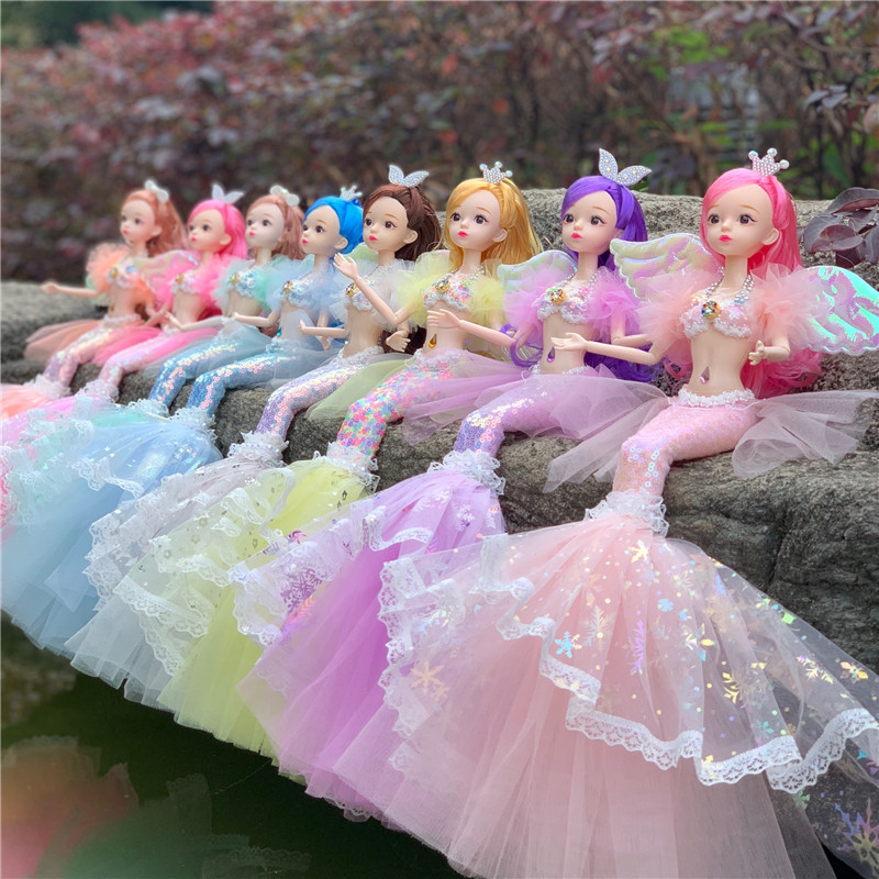 大号美人鱼公主玩偶芭洋娃娃比玩具女孩仿真生日礼物套装2021新款
