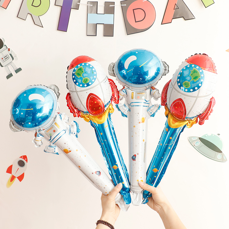 太空主题铝膜气球手持打击棒幼儿园开学道具布置儿童生日派对装饰