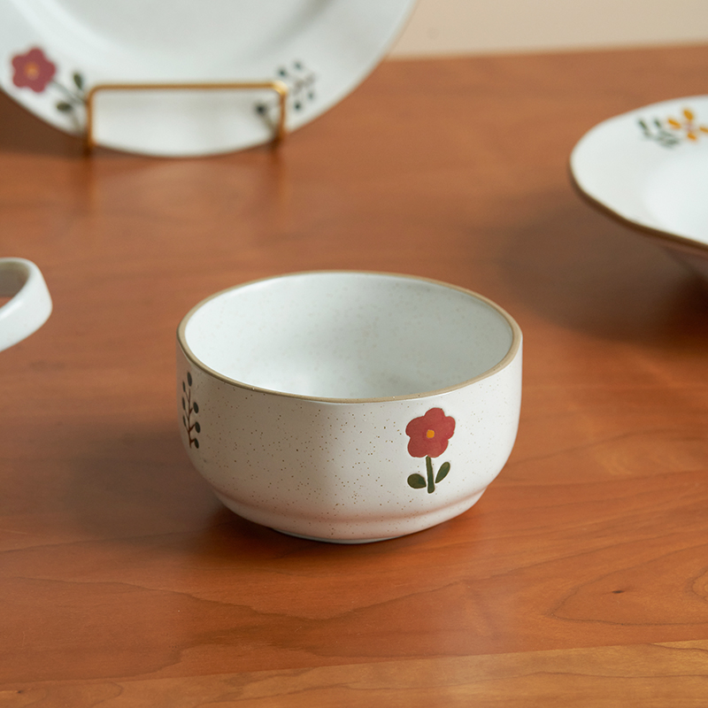 肆月日式特别好看的米饭碗家用高颜值精致小碗田园风花朵陶瓷饭碗