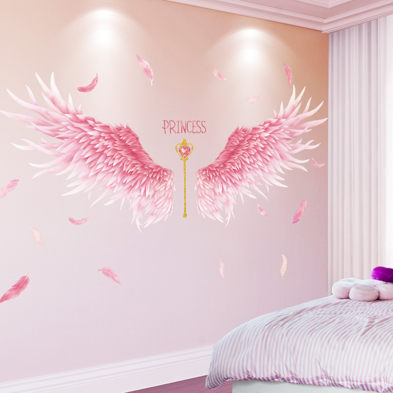 网红天使翅膀贴纸装饰小图案房间卧室墙面布置墙贴ins床头背景墙