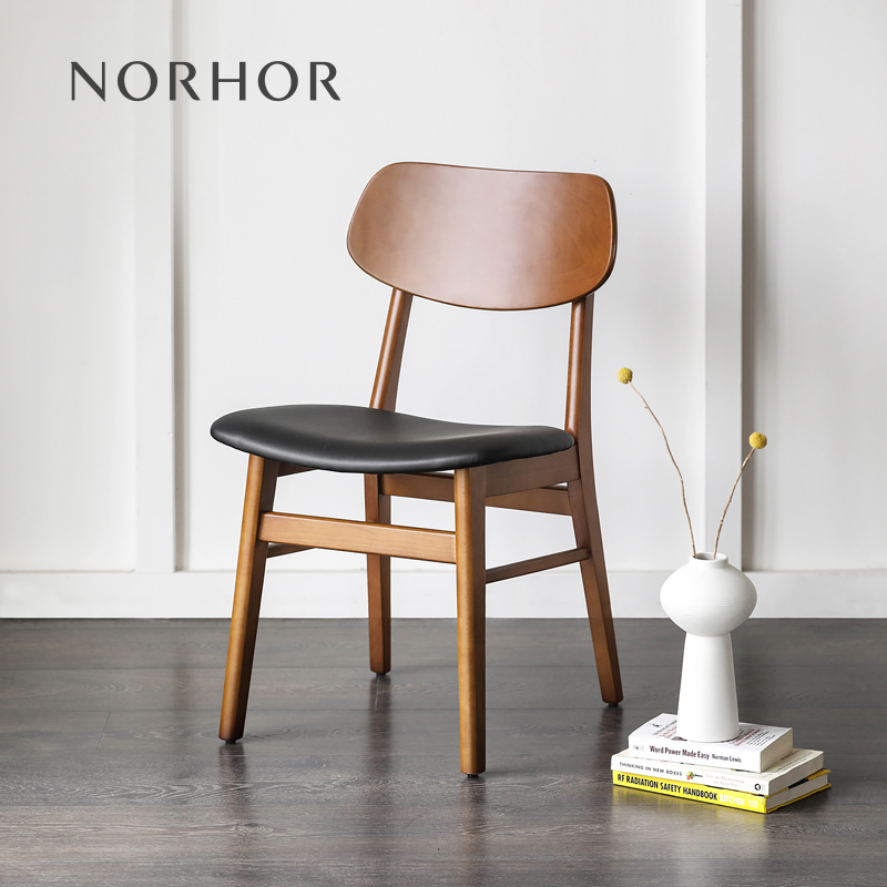 北欧表情NORHOR/GUAN实木靠背餐椅/日式现代简约软包办公椅多款K