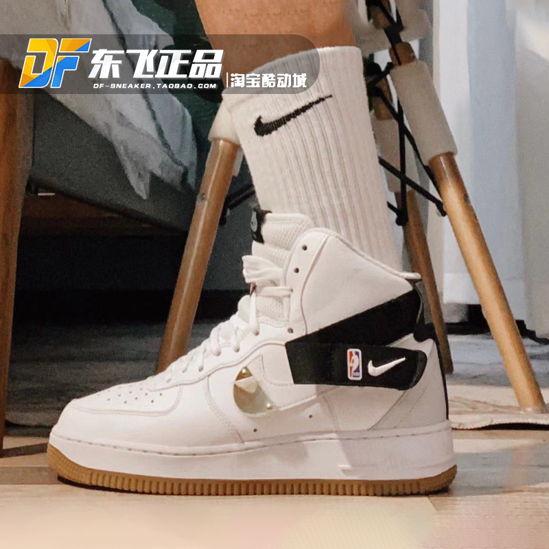 Nike Air Force1 NBA空军一号AF1黑白金绑带男高帮板鞋CT2306-100