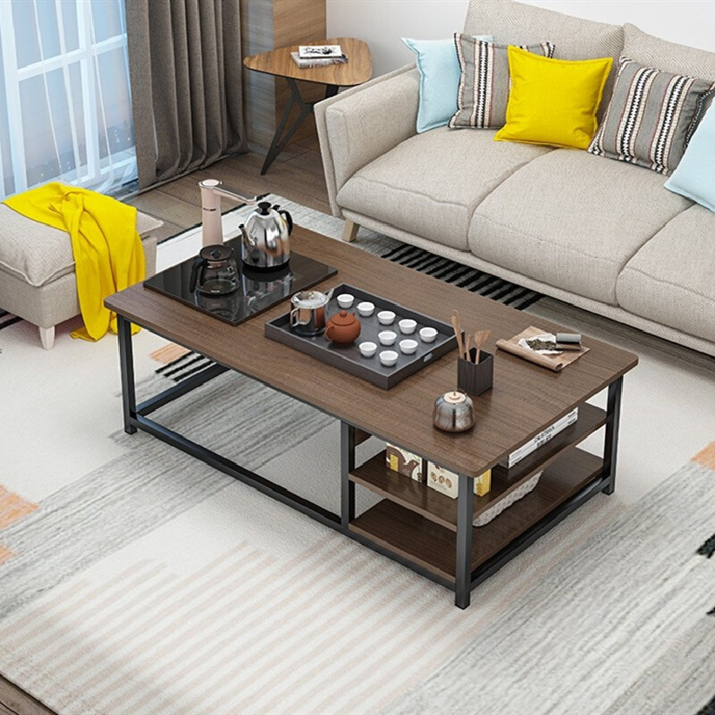小户型客厅约时尚租房桌子沙发中间茶几易铁架组装茶台铁艺