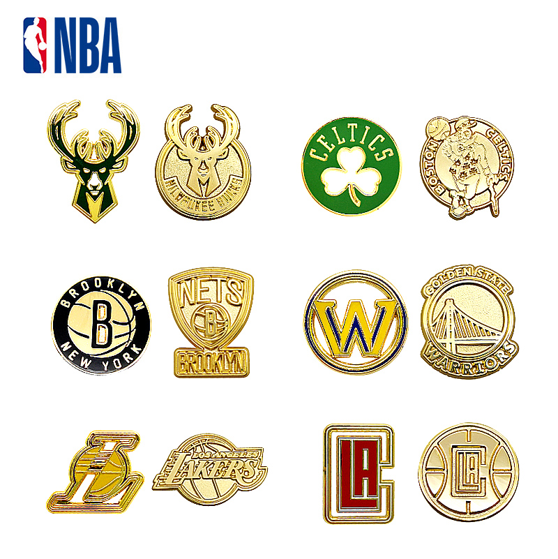 NBA周边正品徽章 两枚球队款雄鹿湖人勇士凯尔特人篮网队快船队精