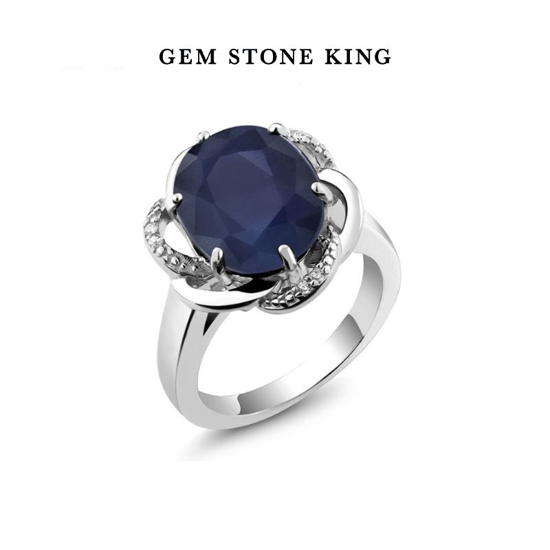 GSK戒指镶5.07克拉天然蓝宝石925纯银彩色宝石女戒时尚气质送爱人