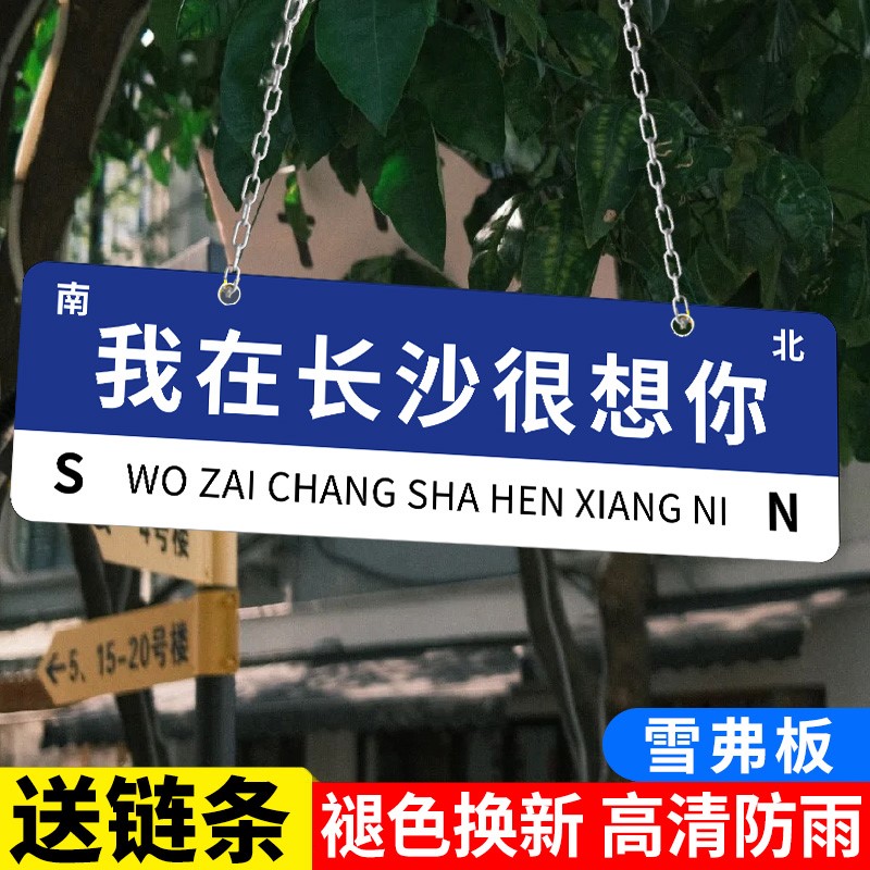 我在长沙重庆杭州成都武汉很想你路牌挂牌网红路牌定制路标指示牌想你的风还是吹到了南京打卡指示牌定制