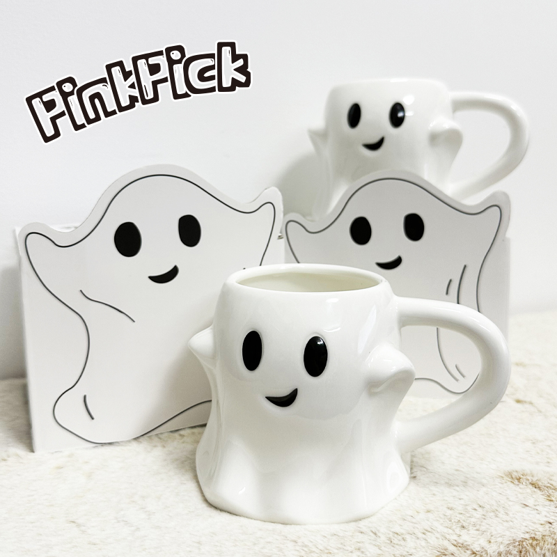 万圣节水杯鬼魂马克杯日式设计感卡通动漫陶瓷水杯咖啡杯带包装