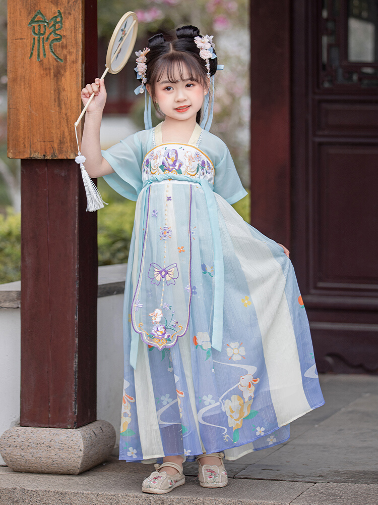 汉服女童夏款薄款连衣裙2023新款儿童古装中国风小女孩超仙襦裙子