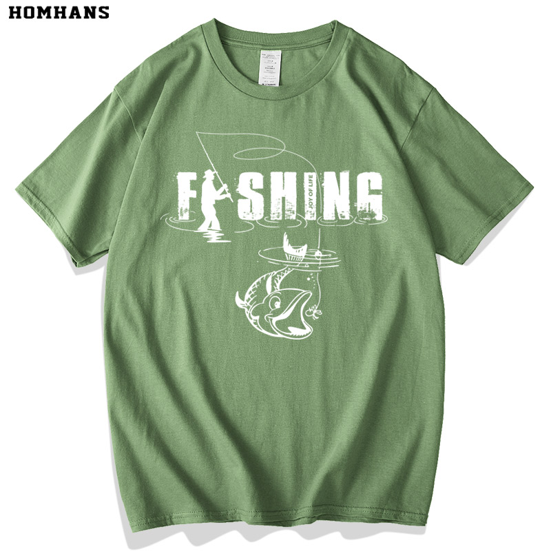 FISHING钓鱼创意图案短袖T恤男女通款宽松大码半袖送老公男朋友