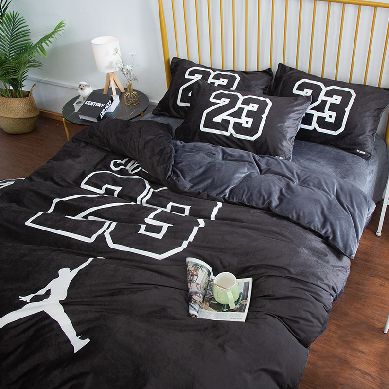 黑色23乔丹宿舍简约床上水晶绒被套美国NBA科比库里公牛学生被罩