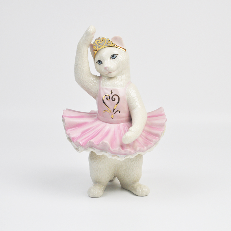 Cersharlenox跳芭蕾舞的猫公主猫咪喵星人陶瓷桌面装饰摆件礼品