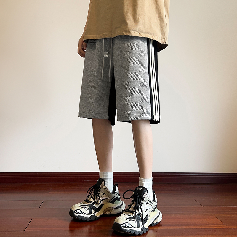 夏季新款纹理感条纹拼接拼色运动篮球短裤男DK2135
