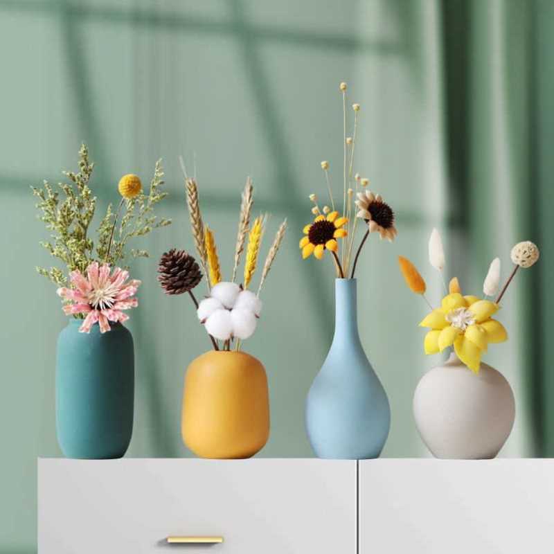 北欧陶瓷花瓶ins创意家居电视柜客厅装饰品房间桌面摆件干花插花