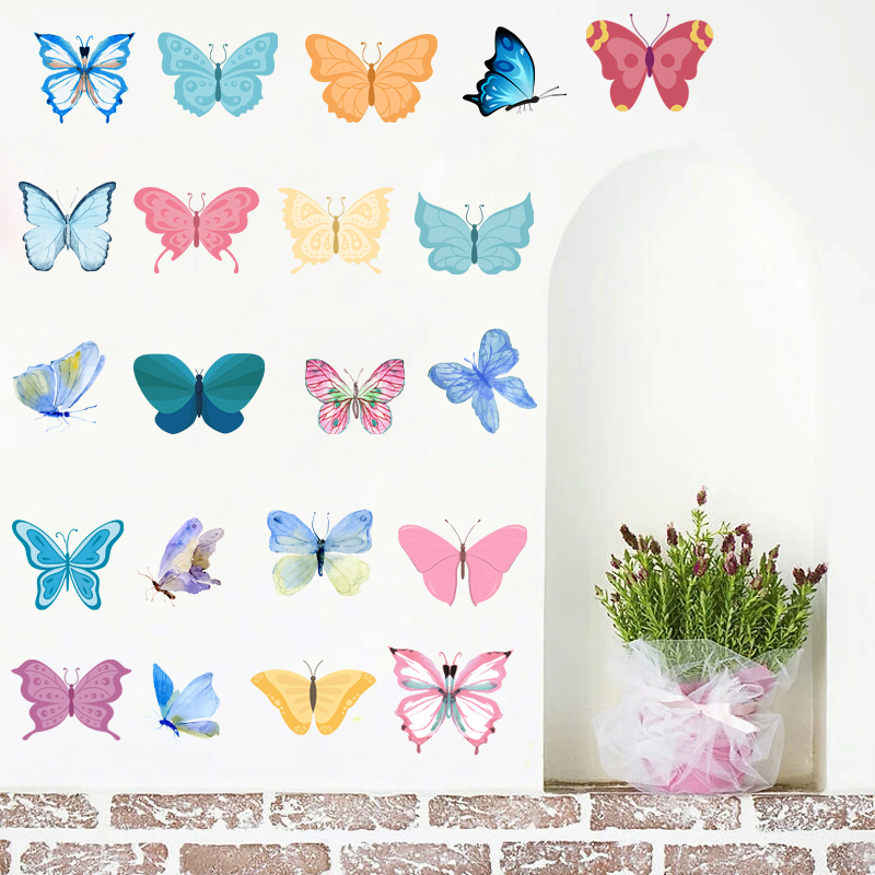 简约创意抽象动物蝴蝶遮挡装饰贴纸温馨卧室墙上自粘防水墙贴画