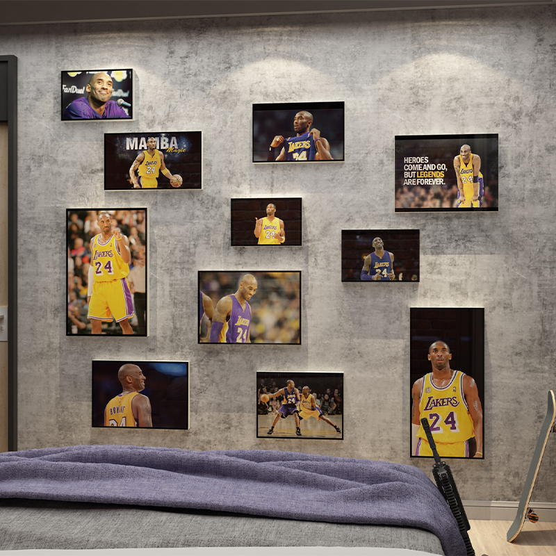 NBA篮球明星主题贴壁纸科比海报宿舍男孩生卧室墙面装饰房间布置
