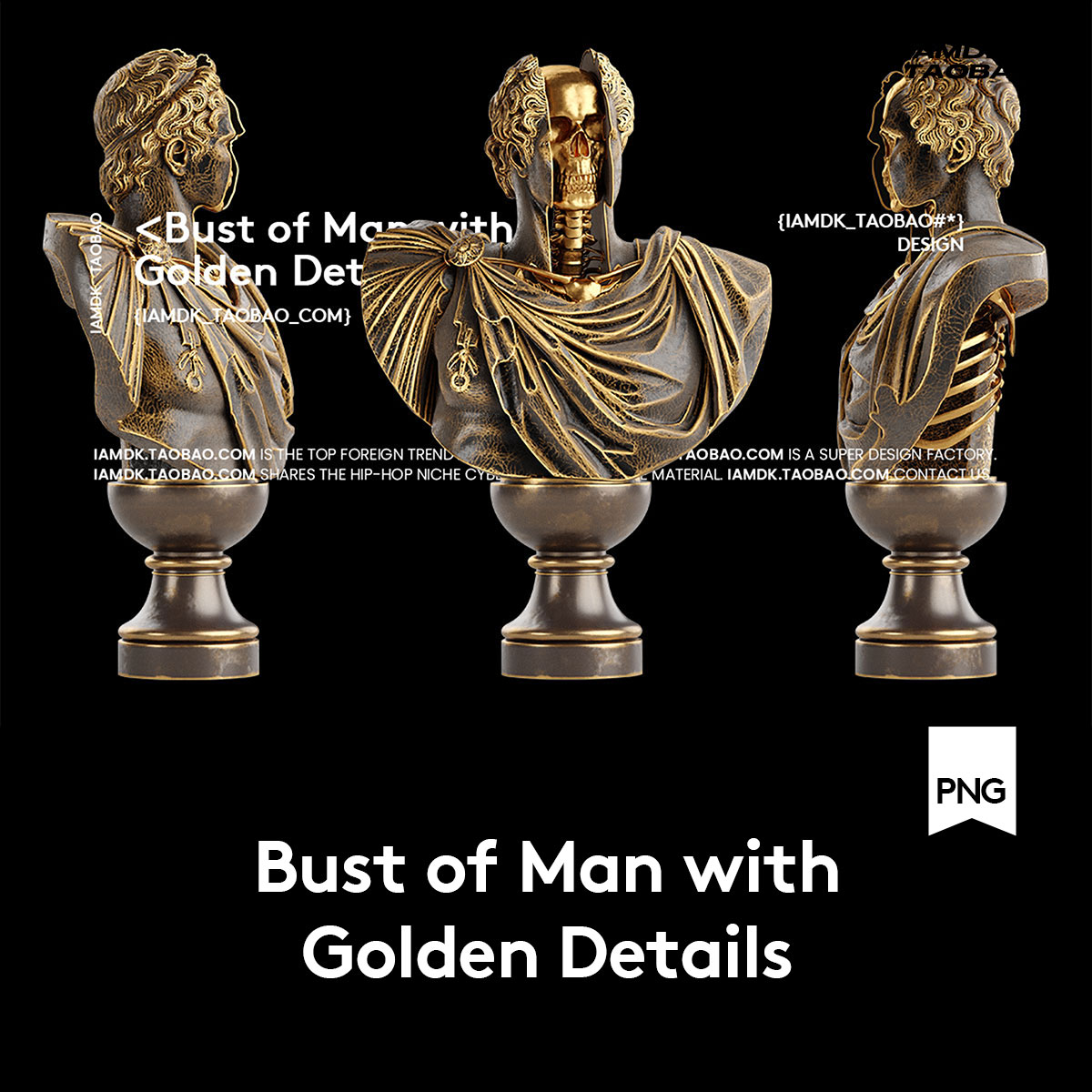 超酷蒸汽朋克青铜3d立体欧洲男性抽象人物头像雕塑png免扣图素材