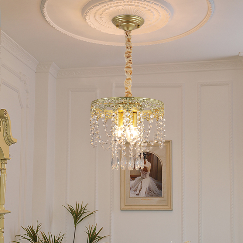 法式小吊灯奶油风轻奢水晶卧室床头餐厅灯衣帽间创意复古装饰灯具