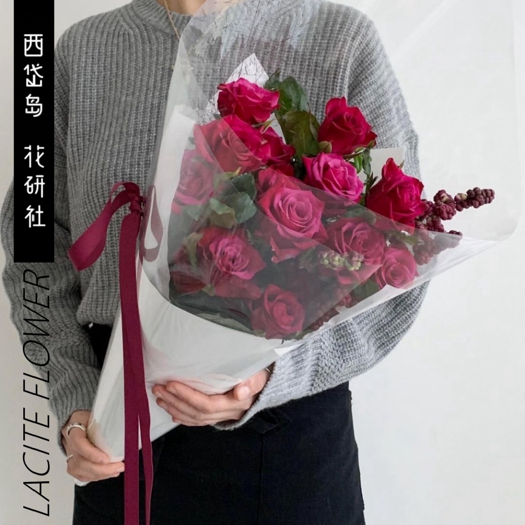 西岱岛北京同城鲜花限量小品种蓝莓玫瑰紫红色生日花束冰激凌花束