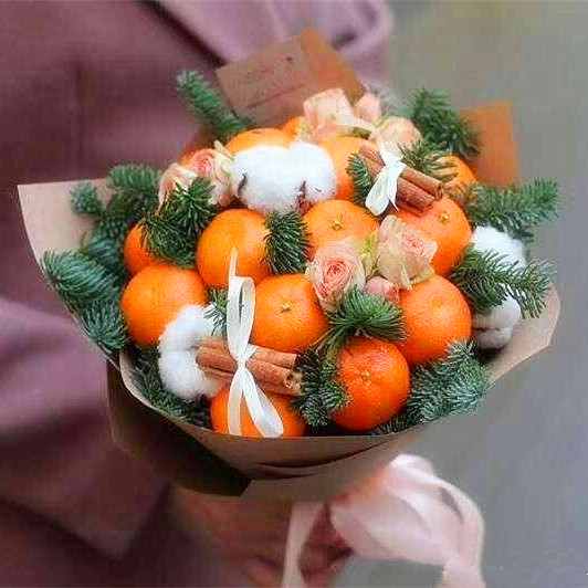 圣诞节创意草莓苹果橙子樱桃水果玫瑰花束延边延吉市龙井花店同城
