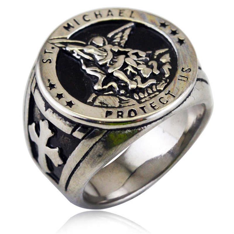外贸饰品欧美十字霸气个性指环圣战天使图手饰品戒指R522/636