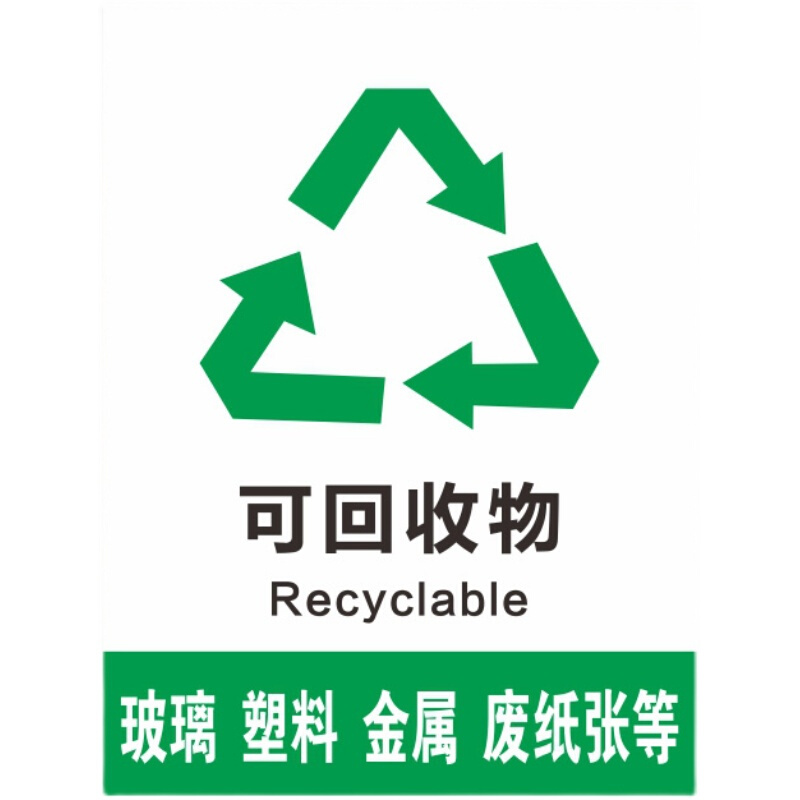 可回收物警示循环利用提示绿色提示语环保节能安全标识标志牌定制