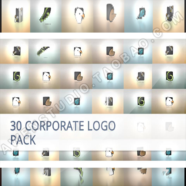 30个简单高雅简洁的企业标志logo演绎片头动画素材包AE模板