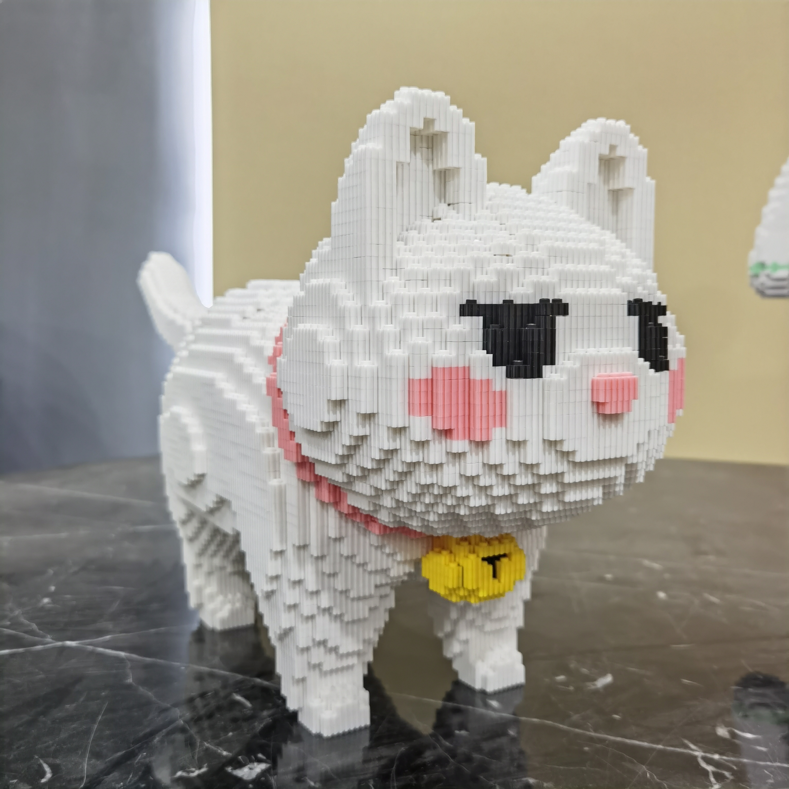萌拼新品动物白色猫咪积木小颗粒串联益智拼装玩具儿童生日礼物