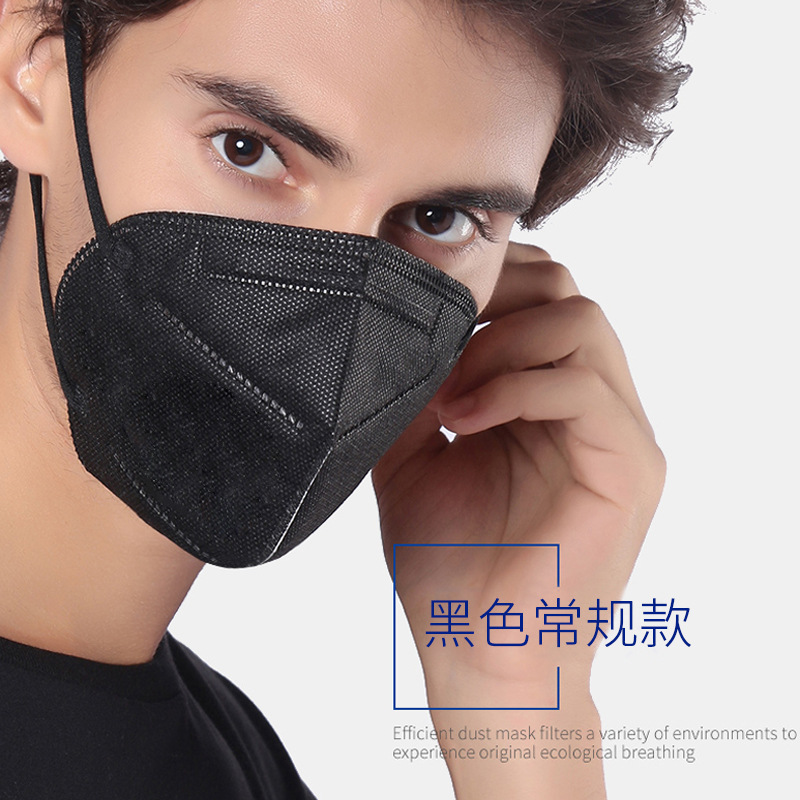 KN95厂家工厂现货带呼吸阀黑色白色n95立体防护五层防尘口罩