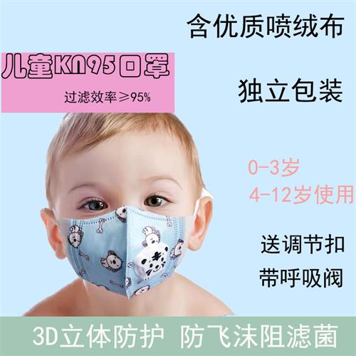 宝宝口罩医专用小童1岁kn95儿童3d立体口罩2带呼吸阀n95独立包装4