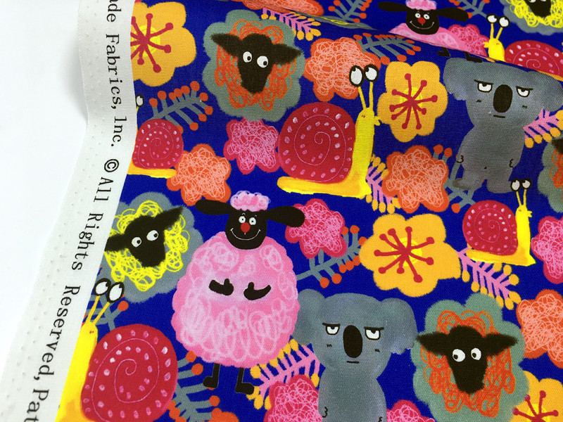 简笔画风考拉绵羊可爱小动物数码印花布 diy手工儿童连衣裙口金包