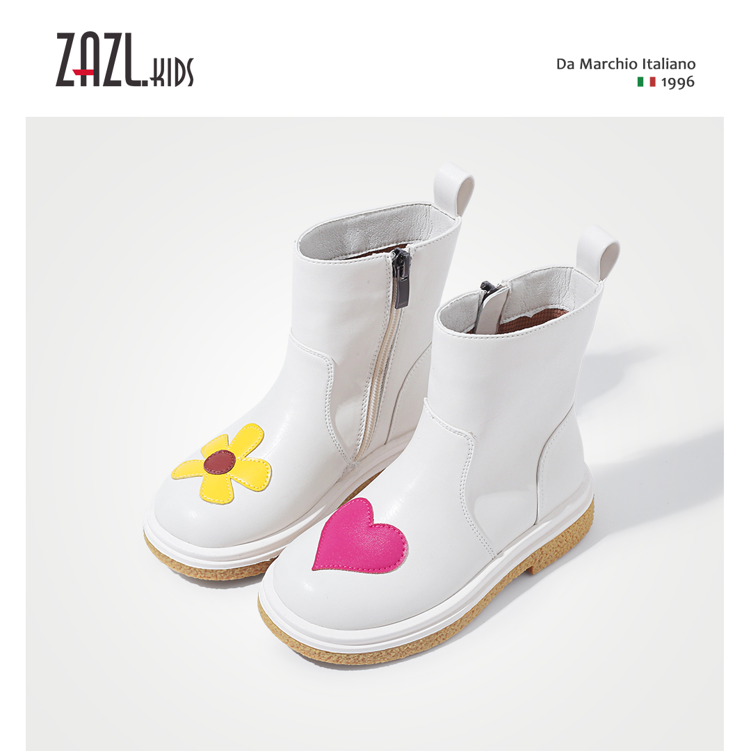 ZAZL女童靴子真皮2024春秋季新款加绒马丁靴中大童皮靴儿童短靴冬