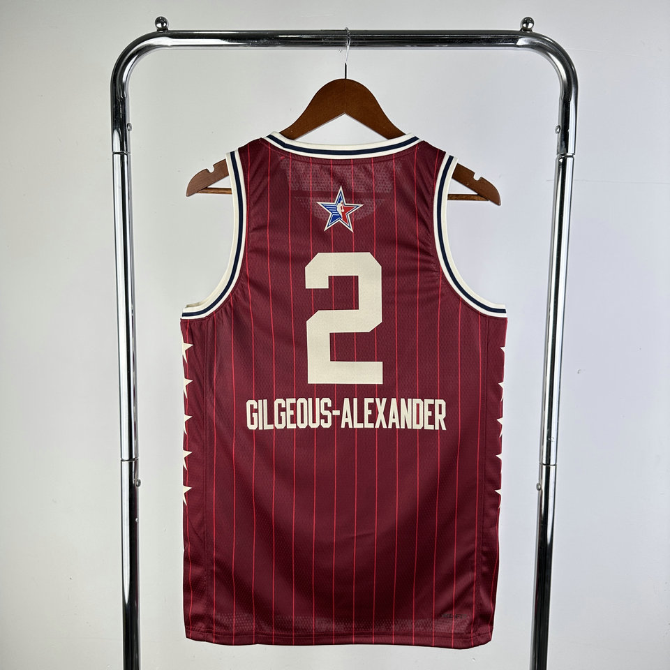 2024全明星西部2号亚历山大球衣 Gilgeous-Alexander热压篮球服红