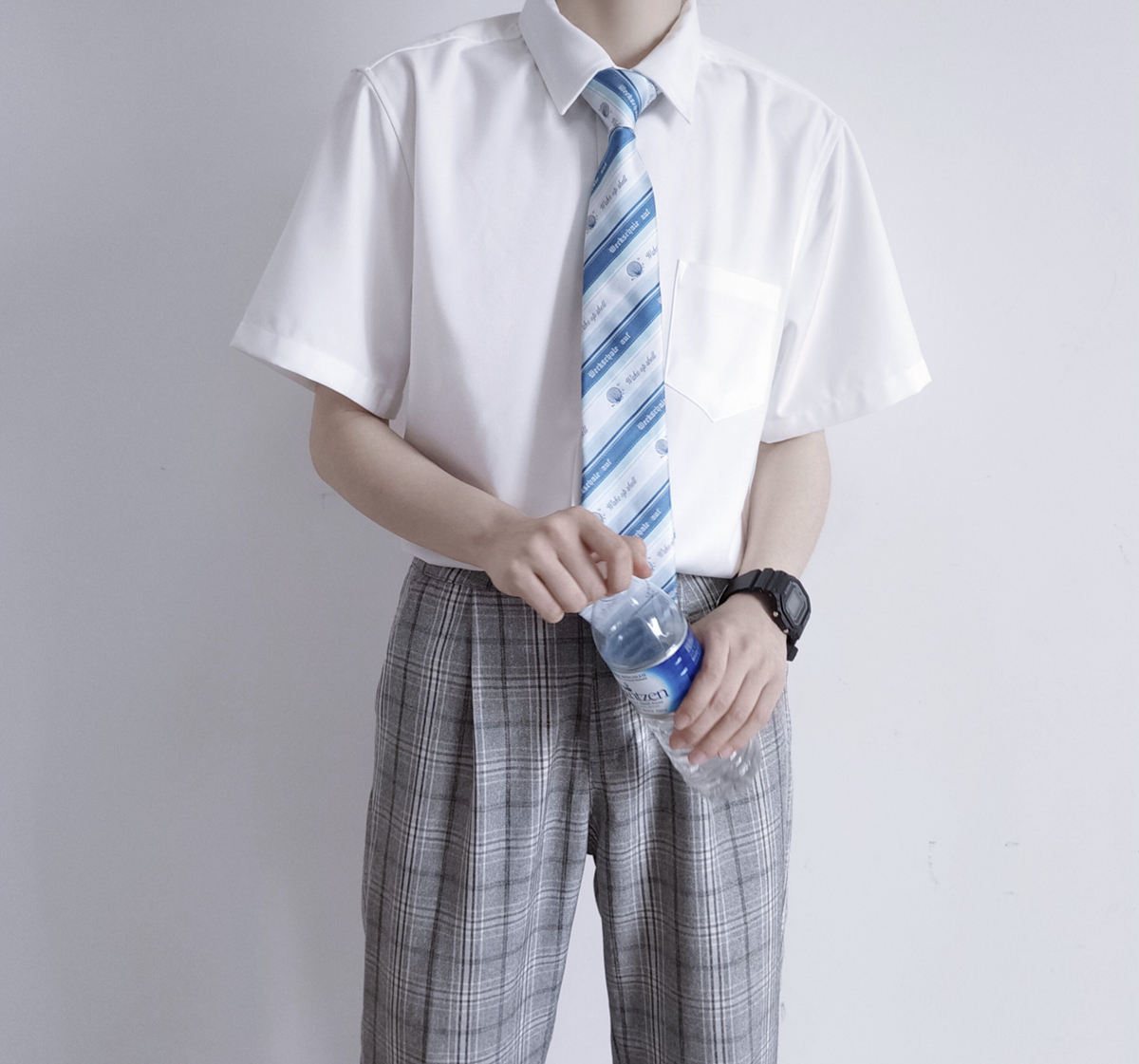 【刺篇】原创DK制服正统纯色基础款黑白色男生学院风短袖衬衫夏季