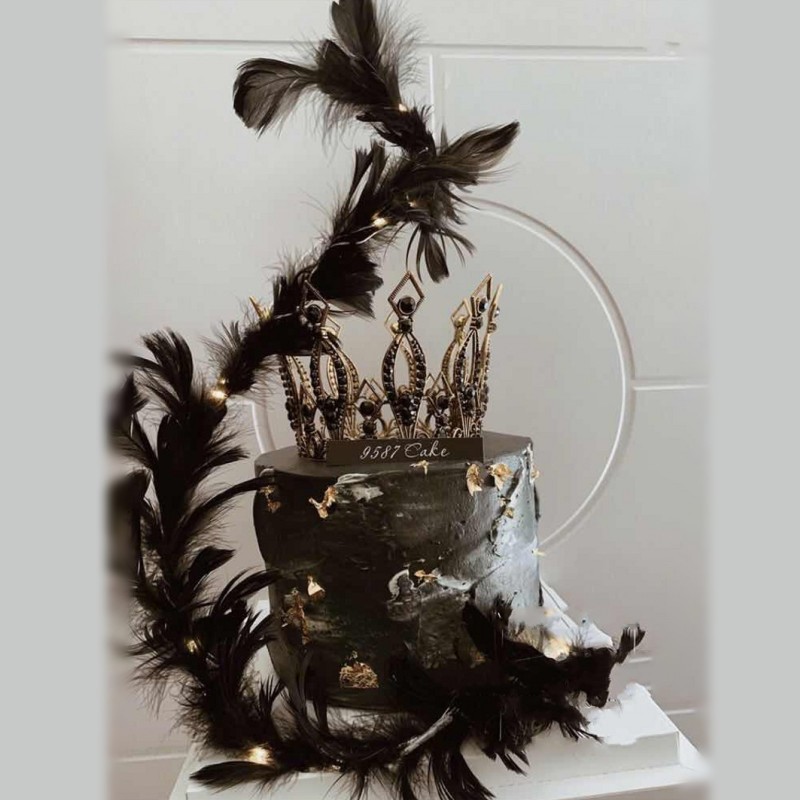 巴洛克新款皇冠蛋糕摆件青铜色奢华复古皇冠蛋糕上的装饰品王冠