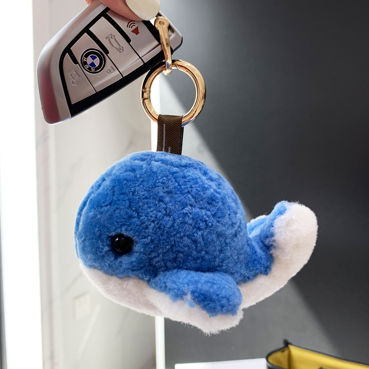 【可爱小海豚】真羊毛鲸鱼皮草挂件 网红包包挂饰 个性创意钥匙扣