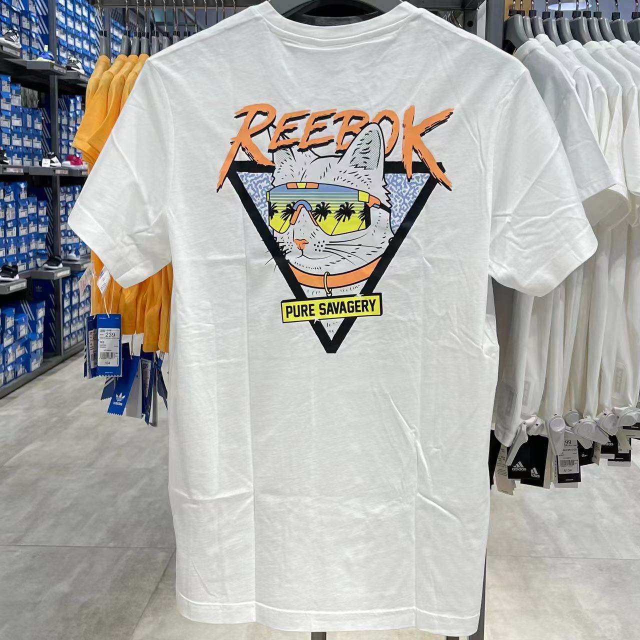 锐步/Reebok夏季新款夏威夷墨镜猫透气圆领运动休闲短袖T恤FQ5056