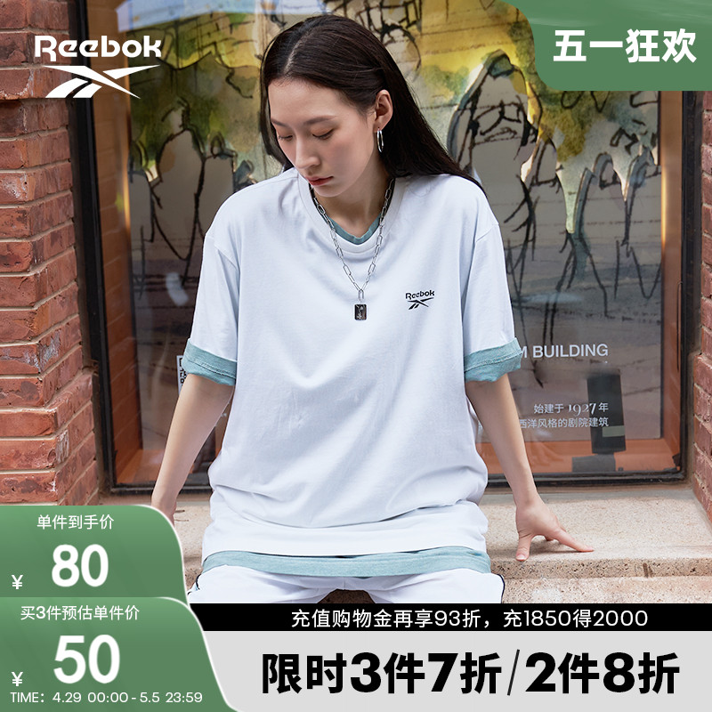 Reebok锐步官方男女同款TEE基础LOGO款运动户外修身圆领短袖T恤