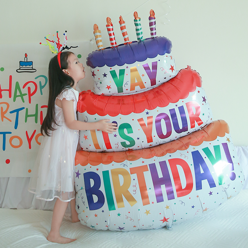 卡通生日蛋糕数字气球宝宝儿童周岁派对场景装饰布置户外男女孩
