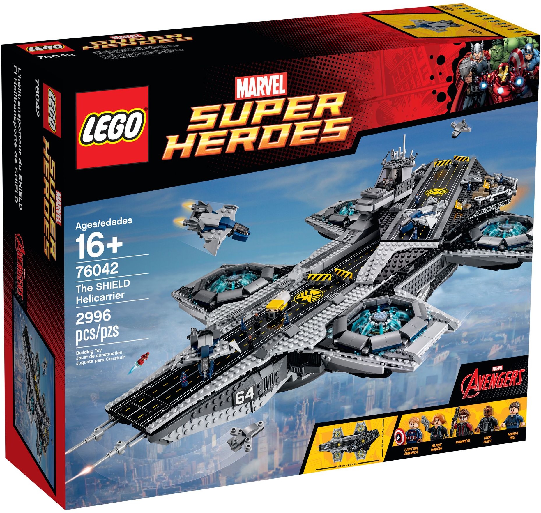 LEGO乐高76042复仇者联盟 神盾天空母舰 神盾局 航母拼插积木玩具
