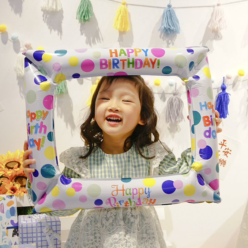ins韩国网红相框拍照气球趣味宝宝生日派对装饰野餐聚会合照道具