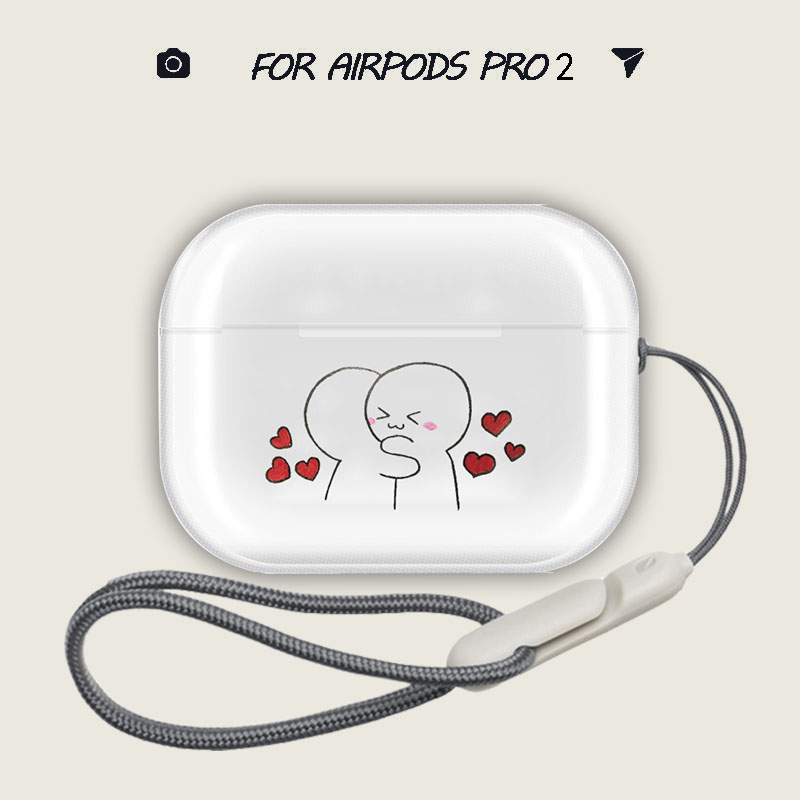 简笔画airpods 保护套透明拥抱耳机壳airpodspro 保护套pro2可爱airpods保护套适用苹果耳机保护壳蓝牙耳机套