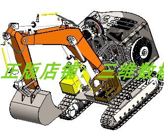 1比8遥控液压履带式挖掘机Solidworks铲车发动机3D三维几何数模型
