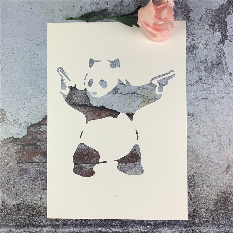 功夫熊猫 手绘DIY墙绘镂空模板街头喷漆卡通图案遮蔽板涂色工具