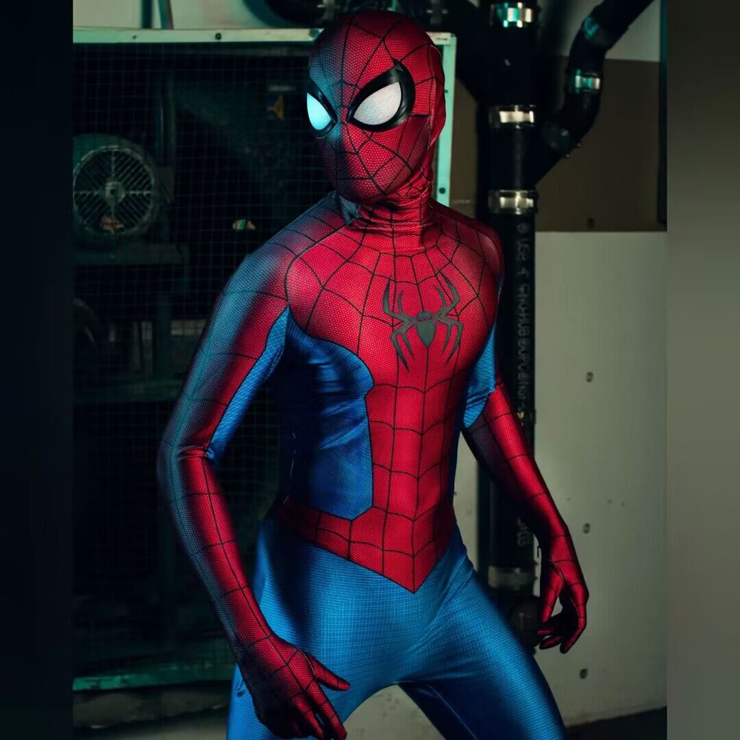 万圣节男款蜘蛛侠连体紧身衣Spiderman Cosplay战衣角色扮演服