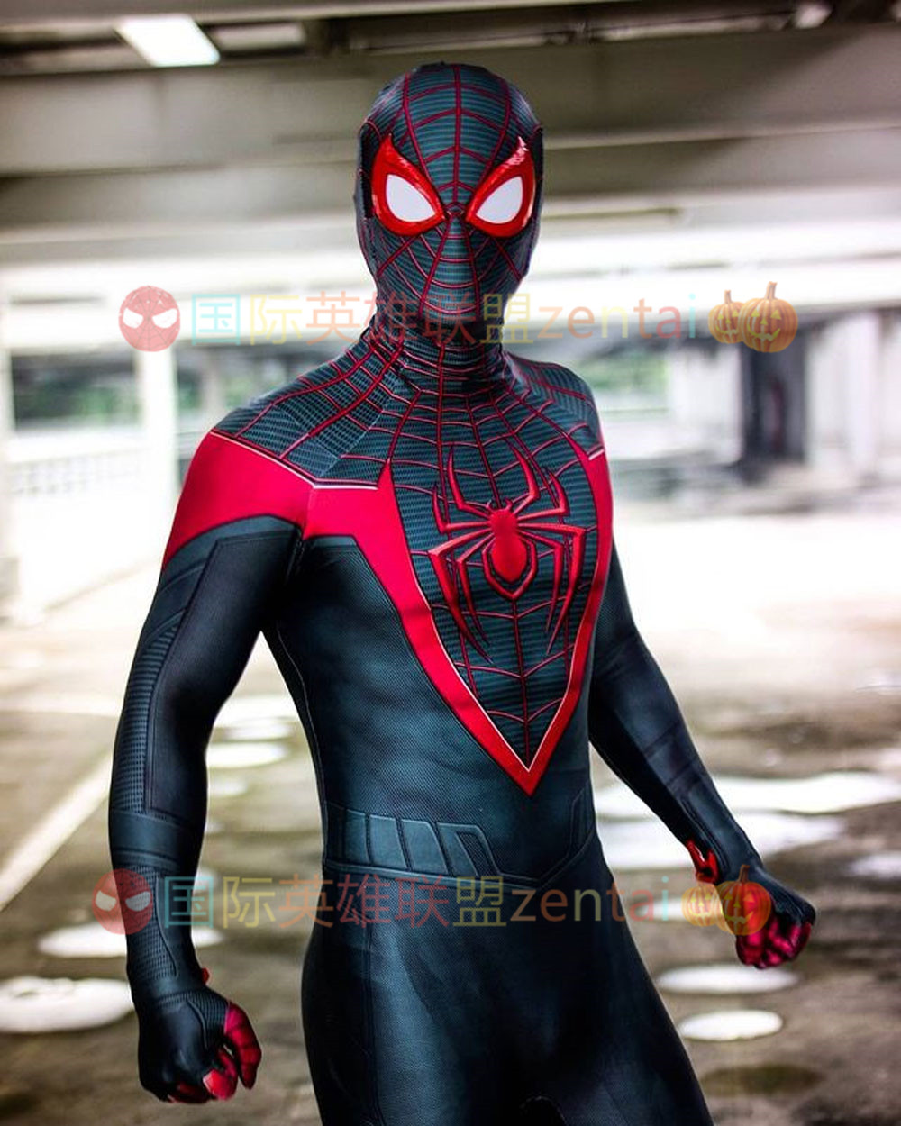 成人儿童PS5迈尔斯·莫拉莱斯蜘蛛侠连体紧身衣Spiderman Cos服