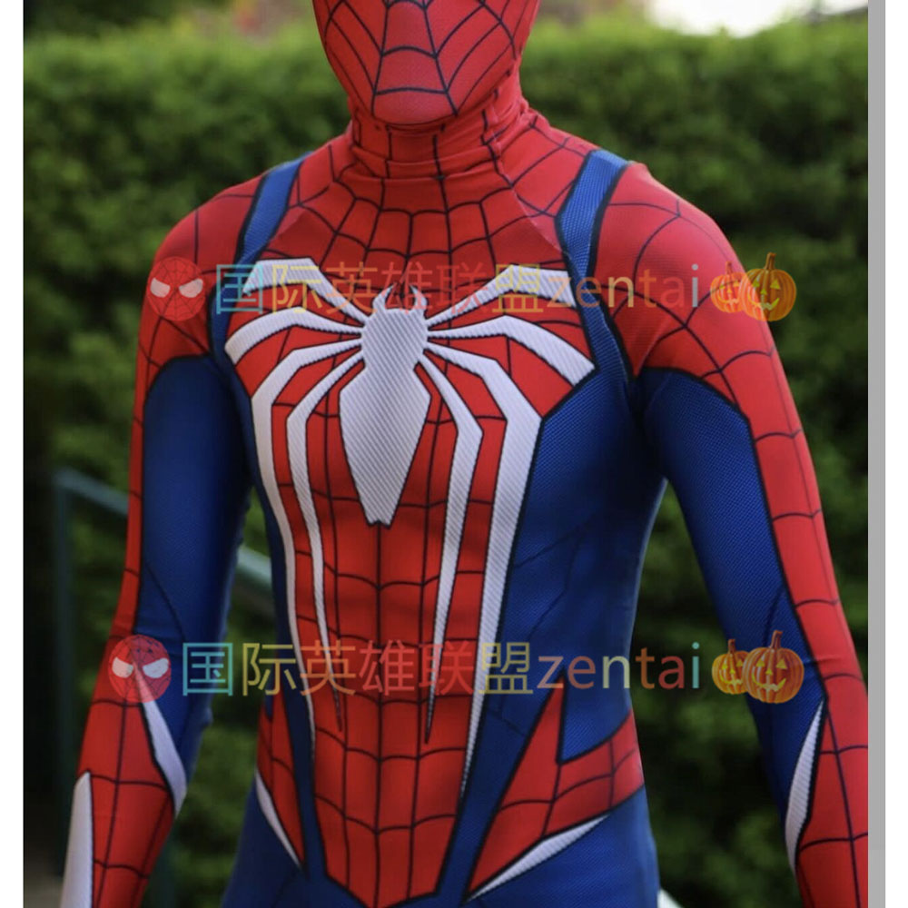 男款PS5游戏蜘蛛侠连体紧身衣Spiderman Cosplay战衣万圣节扮演服