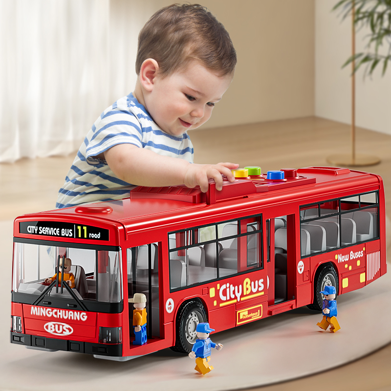 儿童公交车玩具大号仿真公共汽车模型宝宝双层巴士玩具大巴车男孩