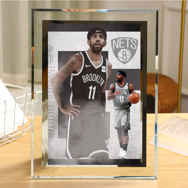 欧文水晶相框 含6寸照片可定制 NBA篮网球星周边玻璃摆台展台画框